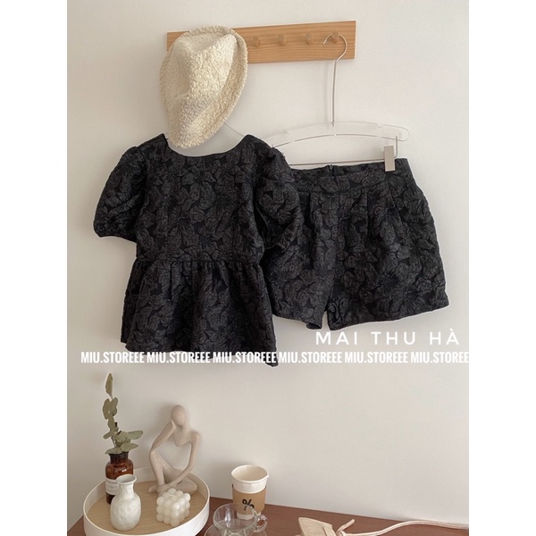 SET BỘ ÁO BABYDOLL BUỘC NƠ LƯNG KÈM QUẦN SHORT CHẤT XỐP GẤM IN HOA SGHBBL