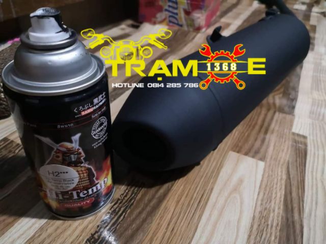 SƠN CHỊU NHIỆT H2 SAMURAI, SƠN PÔ XE CHỐNG CHÁY MÀU ĐEN MỜ 300ML