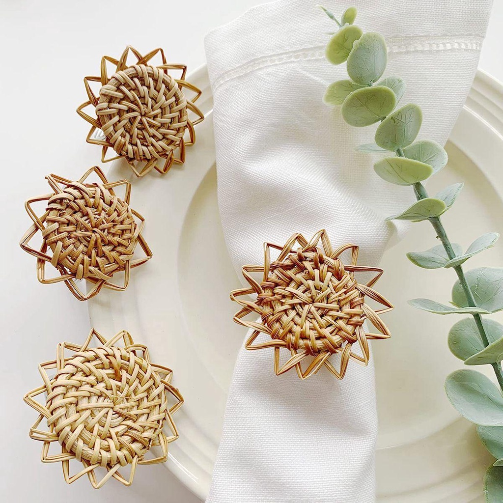 IVORY Vòng Giữ Khăn Ăn Bằng Vải Dệt Mộc Mạc Cho Nhà Bếp / Tiệc Cưới