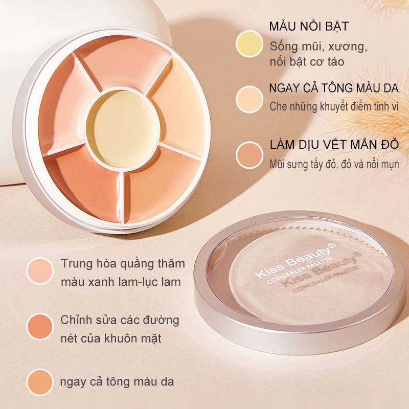 Kem che khuyết điểm 6 màu KISS BEAUTY (Hiệu quả che khuyết điểm và tạo đường viền) (KB-ZX02)