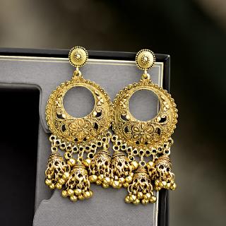 2019 Bạc Tròn Ai Cập Vintage Jhumka Bells Tua Rua Bông Tai Nữ Hoa Cổ Điển Bộ Lạc Gypsy Ấn Độ