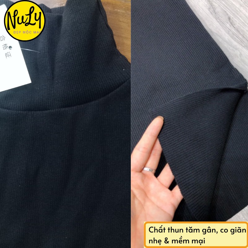 Váy Dài Tay Cổ Lọ Nữ, Đầm Body Form Ôm Lên Dáng Đẹp Màu Đen NULY, VBCL | BigBuy360 - bigbuy360.vn