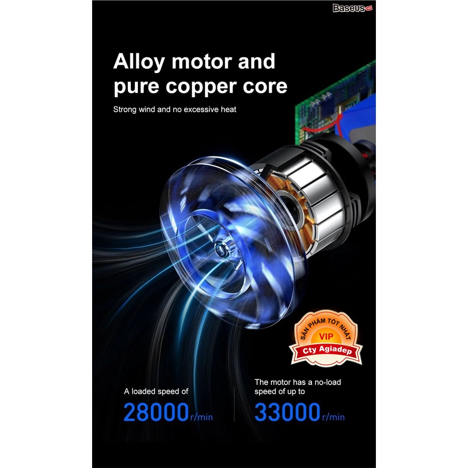 Máy hút bụi mini cầm tay, bỏ túi Baseus pin sạc siêu mạnh, siêu xịn 4000Pa đạt chuẩn chất lượng châu âu chính hãng