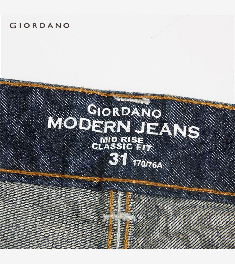GIORDANO MEN Mid rise modern straight jeans 93116035