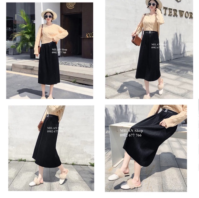 Chân váy nhung cạp chun chữ sang chảnh hot hit | BigBuy360 - bigbuy360.vn