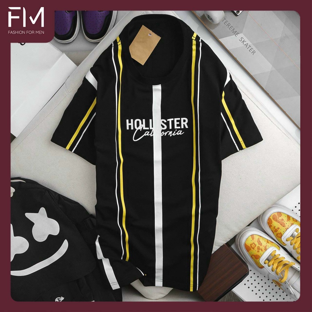 Áo thun cổ tròn nam ngắn tay in kẻ dọc phối màu lạ mắt - FORMEN SHOP - FMTD147
