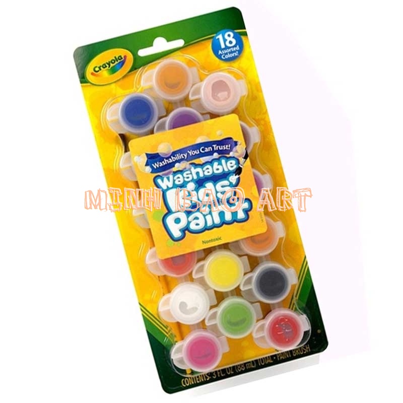 BỘ MÀU NƯỚC 18 HỦ CRAYOLA (DỄ TẨY RỬA, KÈM CỌ)