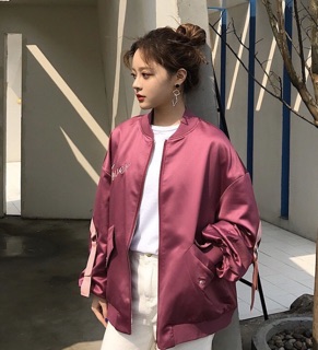 Áo khoác bomber nữ lụa cao cấp