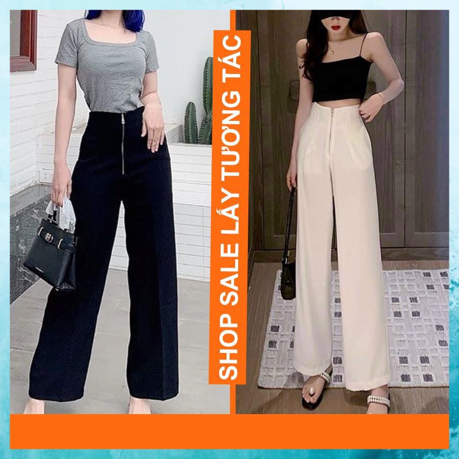 Quần Ống Rộng Nữ Lưng Cao, Quần Ống Suông Nữ Lưng Cao Khóa Trước không Cúc | BigBuy360 - bigbuy360.vn