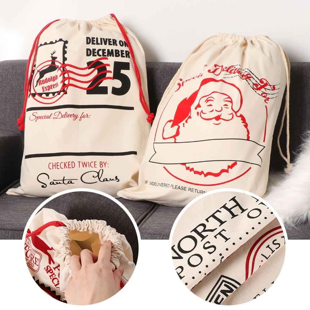 MUVAKO Túi Rút Dây Đựng Quà Giáng Sinh 19x 27Inch Họa Tiết Ông Già Noel Tuần Lộc