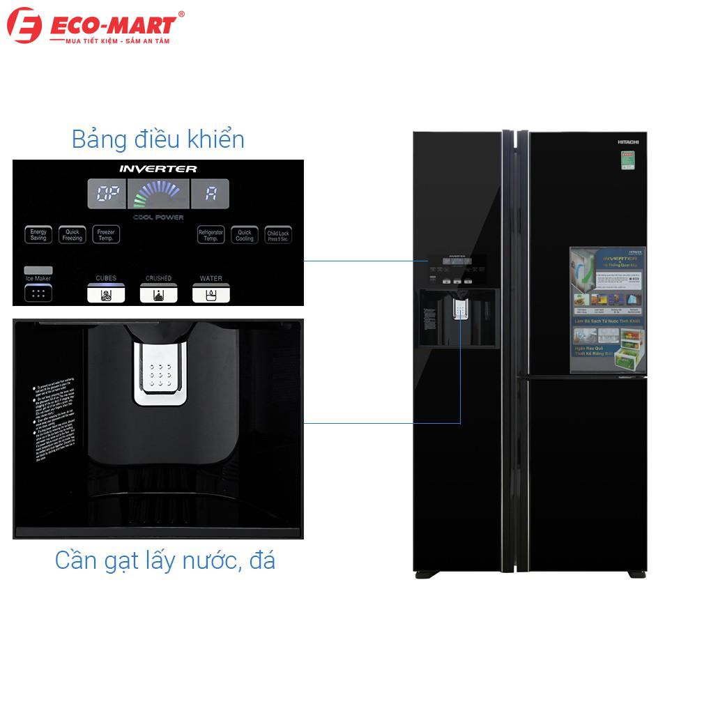 Tủ lạnh Hitachi side by side R-FM800GPGV2(GBK) 3 cửa,say đá, màu đen