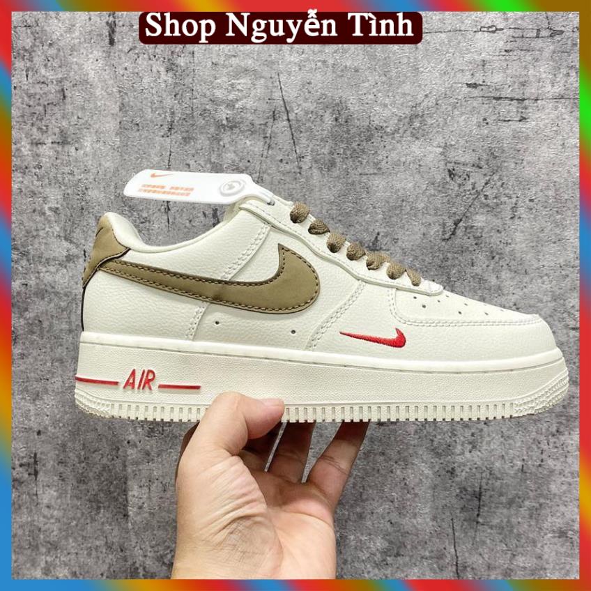 Giày thể thao nike_AF1 vệt nâu, Giày sneaker air force 1 low premium white brown nam nữ cực chất dễ phối đồ 2021
