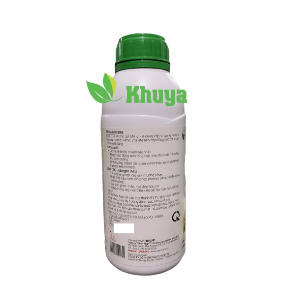Phân bón lá vi lượng Hợp Trí Humic Zn Mn 6-4 chai 1 lít Bổ sung Kẽm và Mangan dạng Humic Chelate