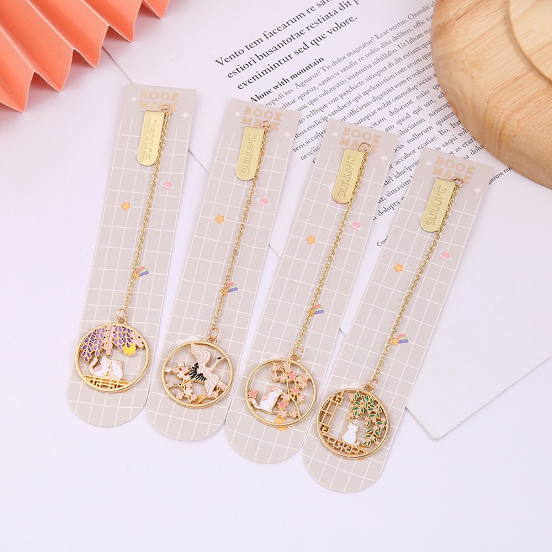 1 Thẻ Đánh Dấu Trang Sách Hình Thỏ / Chim Hạc Bằng Kim Loại Nhỏ Xinh Tươi Sáng Sáng Tạo Dành Cho Trường Học