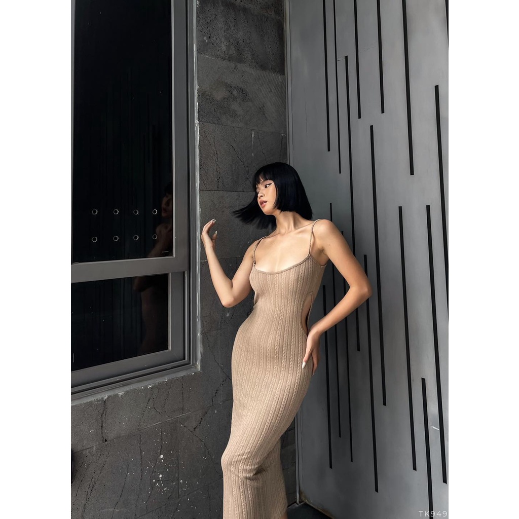 [HÀNG THIẾT KẾ CAO CẤP] Đầm Body Hai Dây Cut Out Eo Siêu Tôn Dáng Màu Xanh Bơ Hot Trend Form Dài