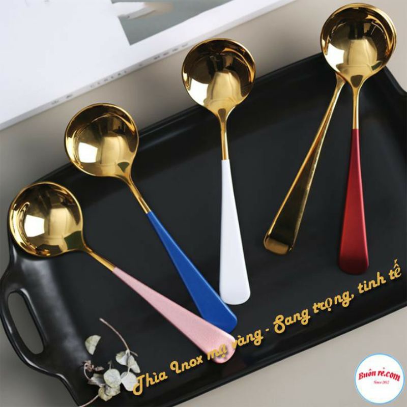 Thìa inox mạ vàng phối màu hàng đẹp