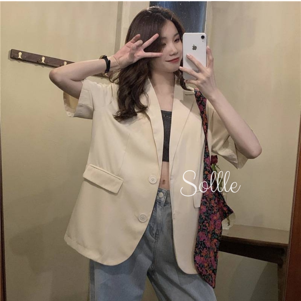 𝐓𝐡𝐚𝐧𝐡 𝐥𝐲́ 𝐱𝐚̉ 𝐤𝐡𝐨 Áo blazer ngắn tay áo vest cộc tay form rộng nhiều màu Sollle