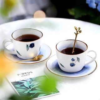 Set tách + đĩa sứ uống trà nóng