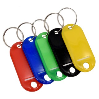 50 Pcs Plastic Keychain Key Tags ID Label Name Tags Split Ring