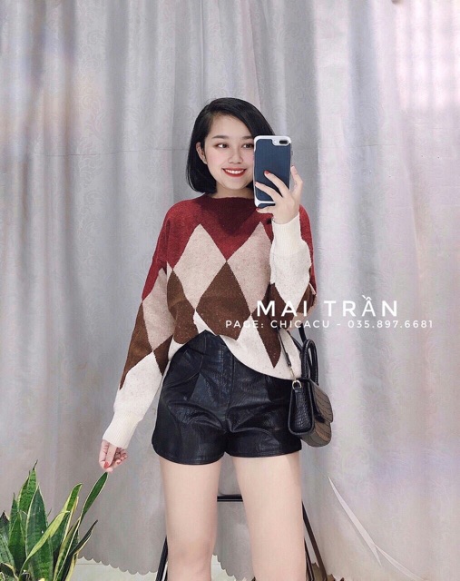 Áo len hoạ tiết trám