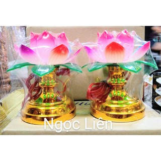Đèn thờ hoa sen cánh nhựa nhiều màu