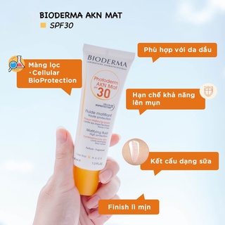 HÀNG NHẬP KHẨU - Kem Chống Nắng Cho Da Hỗn Hợp Và Da Dầu Bioderma Photoderm AKN Mat SPF30