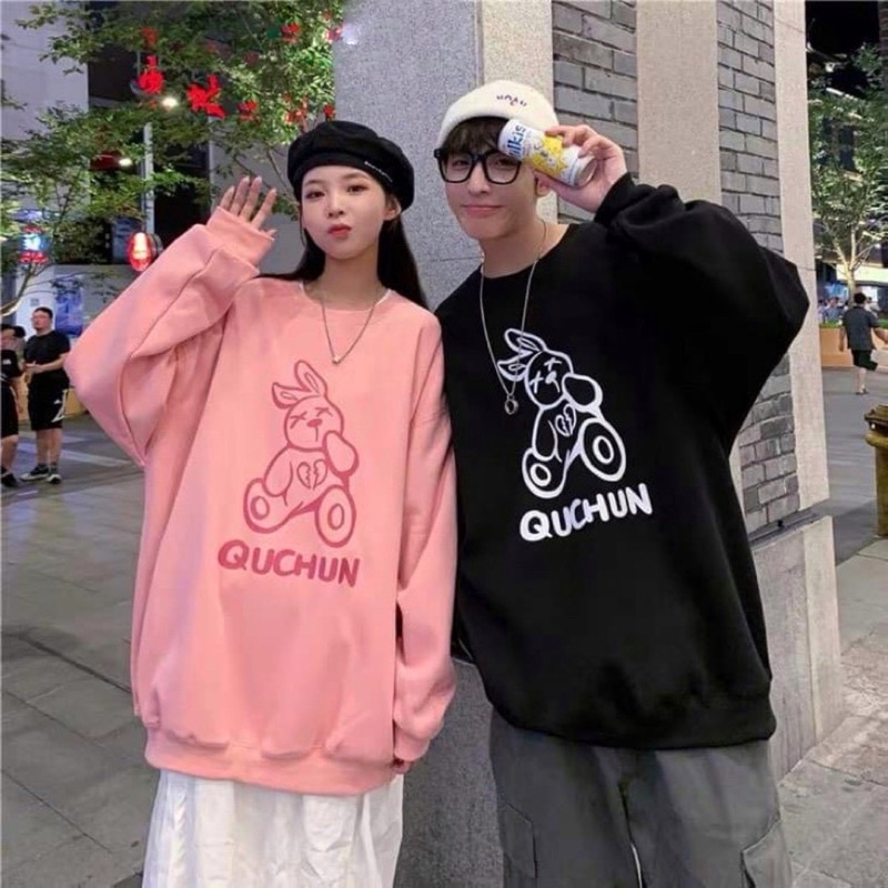 Áo Sweater Nỉ Thỏ GUCHUN Form Rộng Tay Phồng Mặc Đôi Nhóm Nhiều Màu