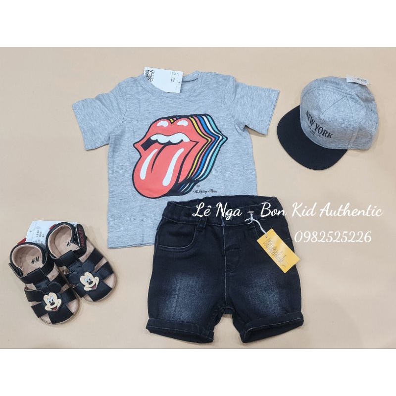 Bộ áo phông quần short jean HM CHINA chính hãng sz từ 6-9m đến 3-4y