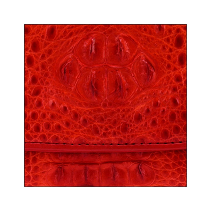 Ví nữ Huy Hoàng da cá sấu 3 gấp màu đỏ-HP3217