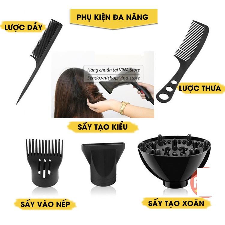 Máy Sấy Tóc DELIYA 8018 - Công Suất 2200W Làm Khô Nhanh TẶNG 5 Phụ Kiện - Mua máy sấy tóc công suất lớn, máy sấy tóc