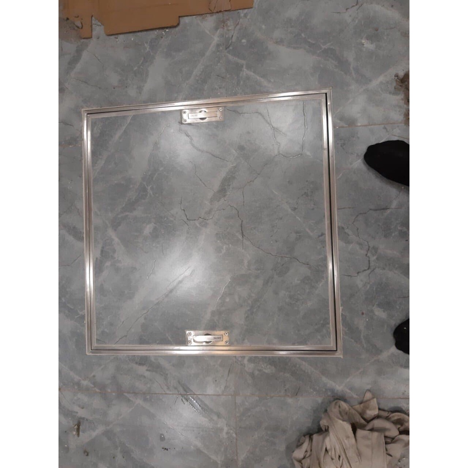 500x500x50mm - Nắp bể nước ngầm trong nhà . Lát gạch âm sàn, KT 50x50cm. Inox 304 chống gỉ