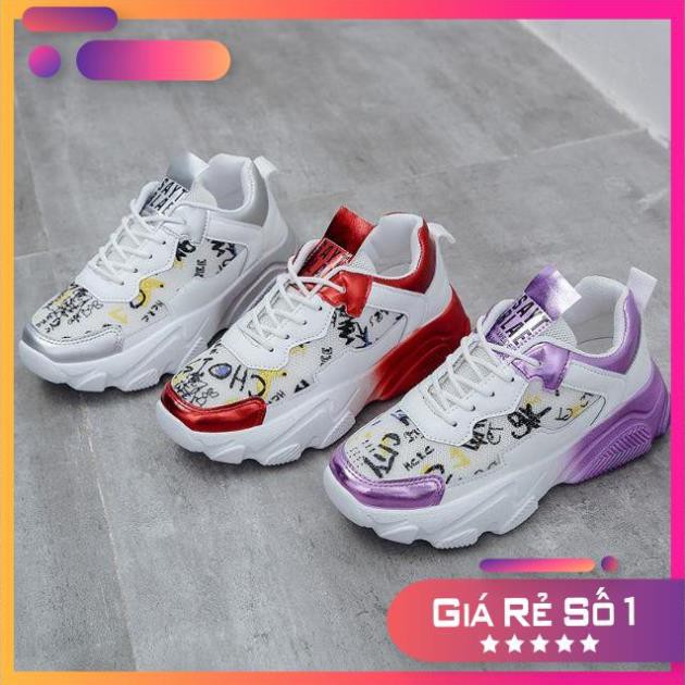 Giày Nư_giày thể thao ulzzang đế cao Phối lưới Họa Tiết Chữ | BigBuy360 - bigbuy360.vn