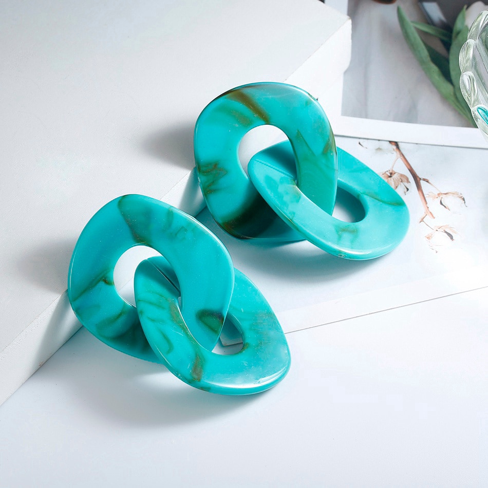 Đôi bông tai acrylic họa tiết hình học đáng yêu cho nữ #5040