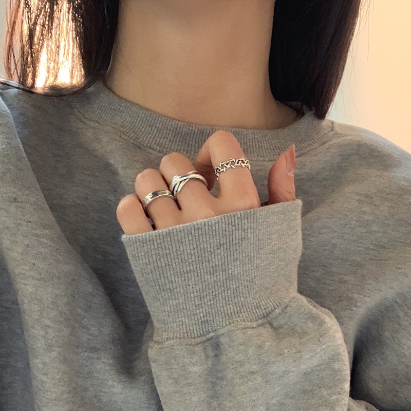 Nhẫn Hở Khắc Số La Mã 19A1027 Phong Cách Hip Hop Đơn Giản