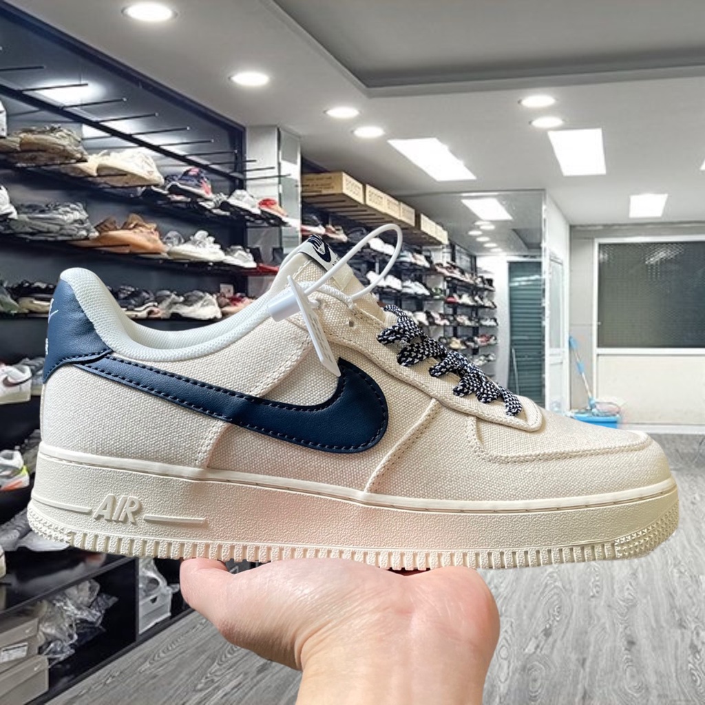 Giày Air Force 1 Canvas Navy, Giày thể thao nike_AF1 vải canvas vệt tím navy phối đồ nam nữ hot trend 2022