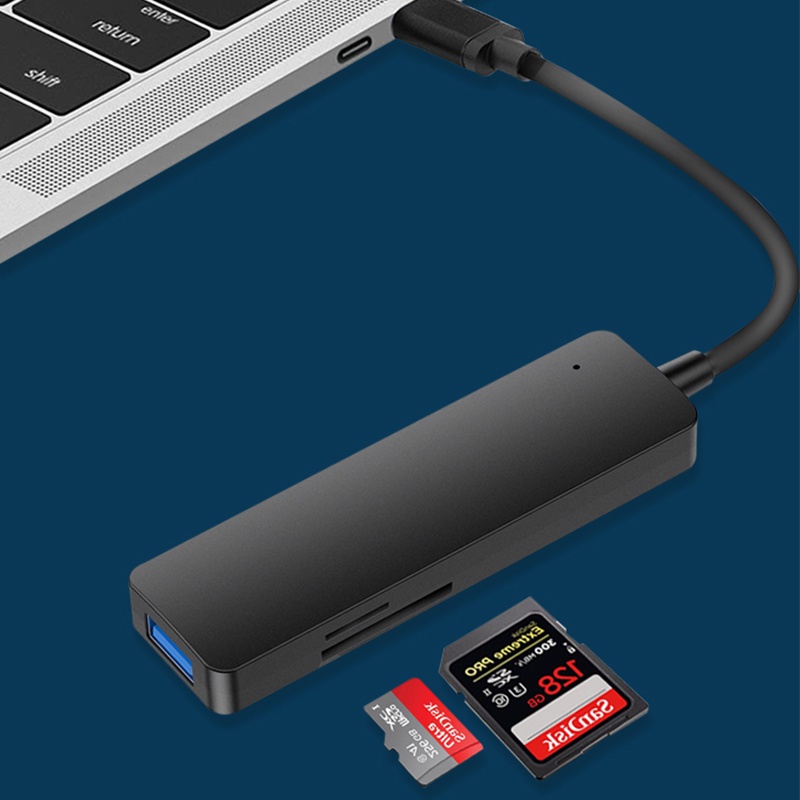 Bộ Chia Cổng USB 3.0 Type C 5 Trong 1 Với Khe Đọc Thẻ TF SD Cho Macbook Pro 13 15 Air PC