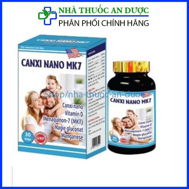 Viên uống Canxi Nano MK7 D3 Glucosamin bổ sung canxi, giúp tăng chiều cao, giảm nguy cơ loãng xương – Lọ 30 viên