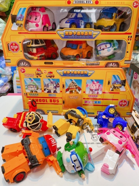 LOẠI TO_Bộ 6 xe Robot car poli biến hình cảnh sát_kèm video&ảnh thật no.868-9