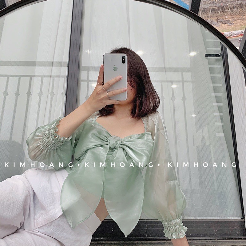 Áo hở vai trễ vai croptop nơ mặc được 2 kiểu thiết kế (CUPID TOP)