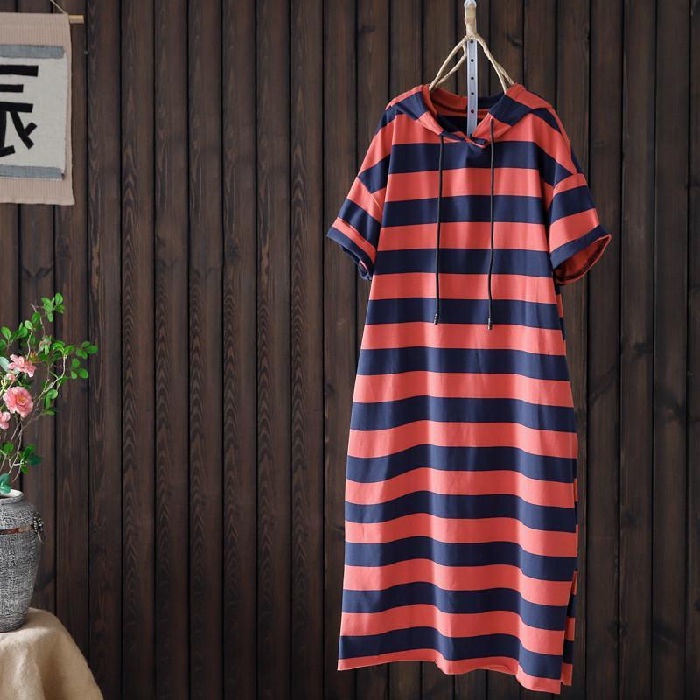 Đầm Hoodie Tay Ngắn Plus Size Thời Trang Mùa Hè Phong Cách Mới