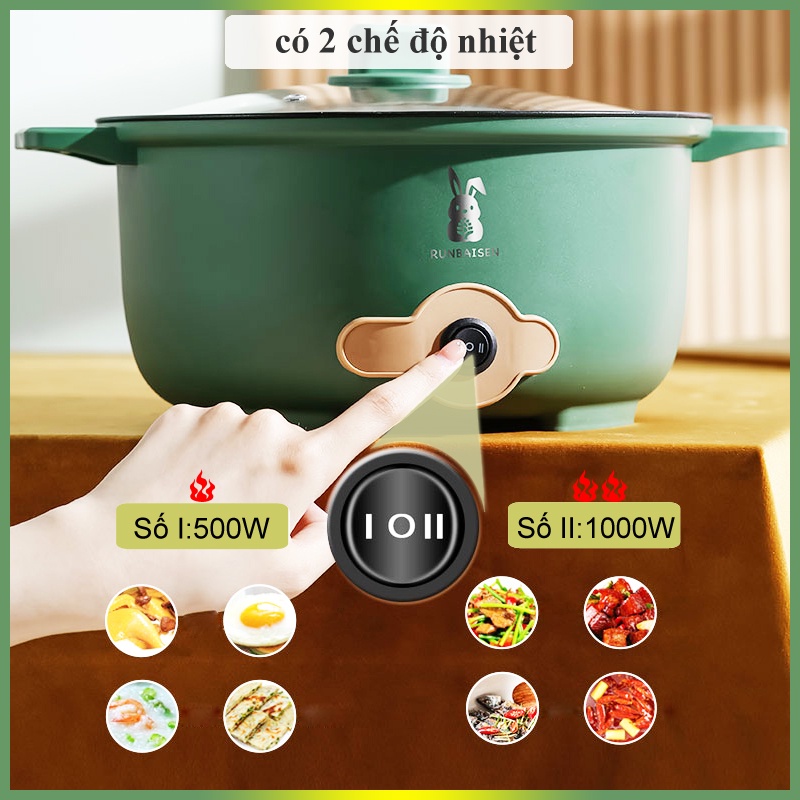 Nồi Lẩu Điện 26cm, Nồi Nấu Mì 2 Tầng Kèm Giá Hấp- Cao Cấp, Phù Hợp Cho 3-6 Người