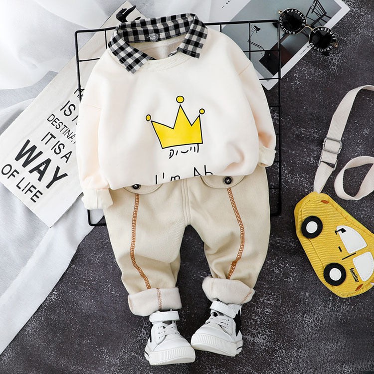 Sét bộ vương miện bé trai và bé gái thu đông - Lót lông size 1-5 tuổi