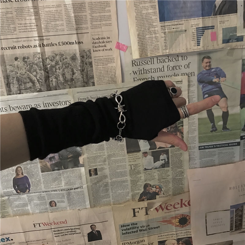 Găng tay nửa ngón Yamamoto màu tối 225600 chống nắng phong cách Harajuku dễ phối đồ cho nam nữ