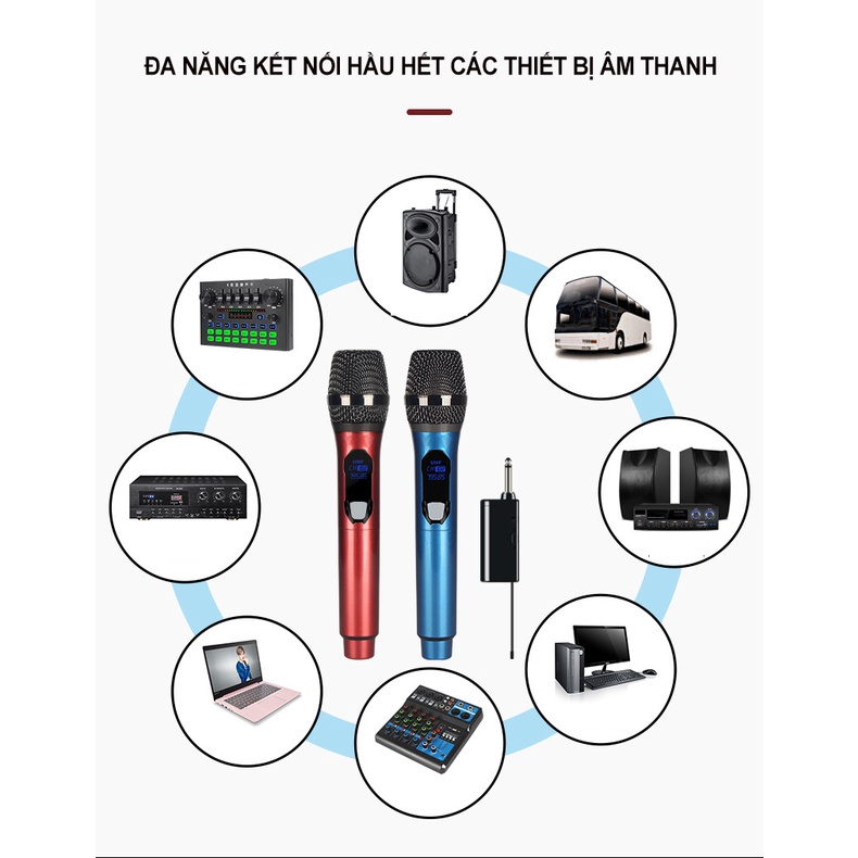 Micro Không dây Ontekco MU02 cao cấp Karaoke  âm thanh chống hú- Chuyên dụng cho loa kéo, amply hát karaoke