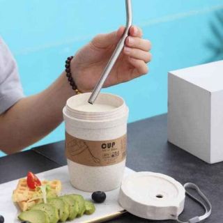 (Biboshop) Set 5 Cốc lúa mạch kèm ống hút