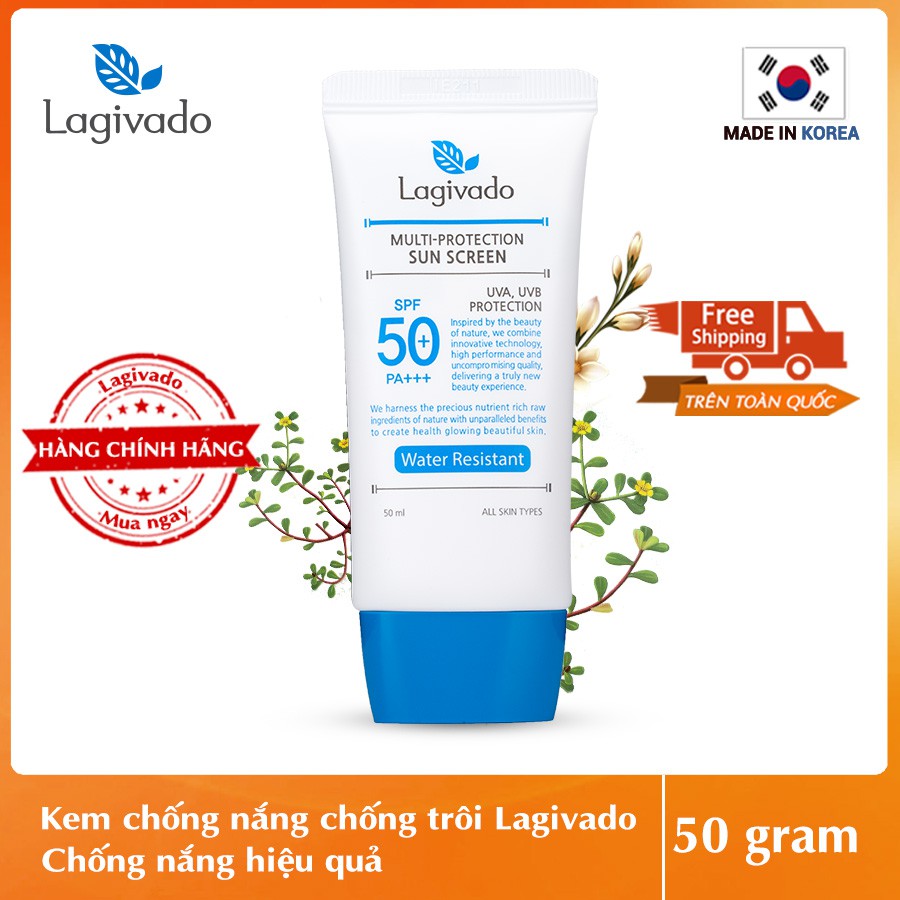 [CHÍNH HÃNG] Kem Chống Nắng Chống Trôi Hàn Quốc Lagivado Multi-Protection Sun Screen Water Resistant với SPF 50 +/ PA+++