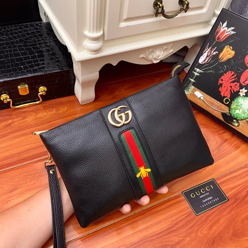 Bóp cầm tay nam Gucci*2021 da thật cao cấp chuẩn Au nhập khẩu fullbox