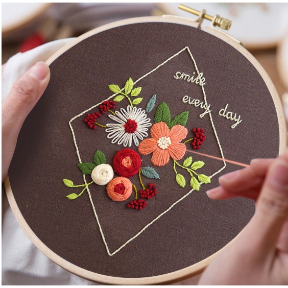 HANDMADE Bộ Tranh Thêu Chữ Thập Tự Làm Họa Tiết Hoa 3d- GÓI NGUYÊN LIỆU DIY TỰ THÊU HOA CỎ- BÁCH HÓA NA NA