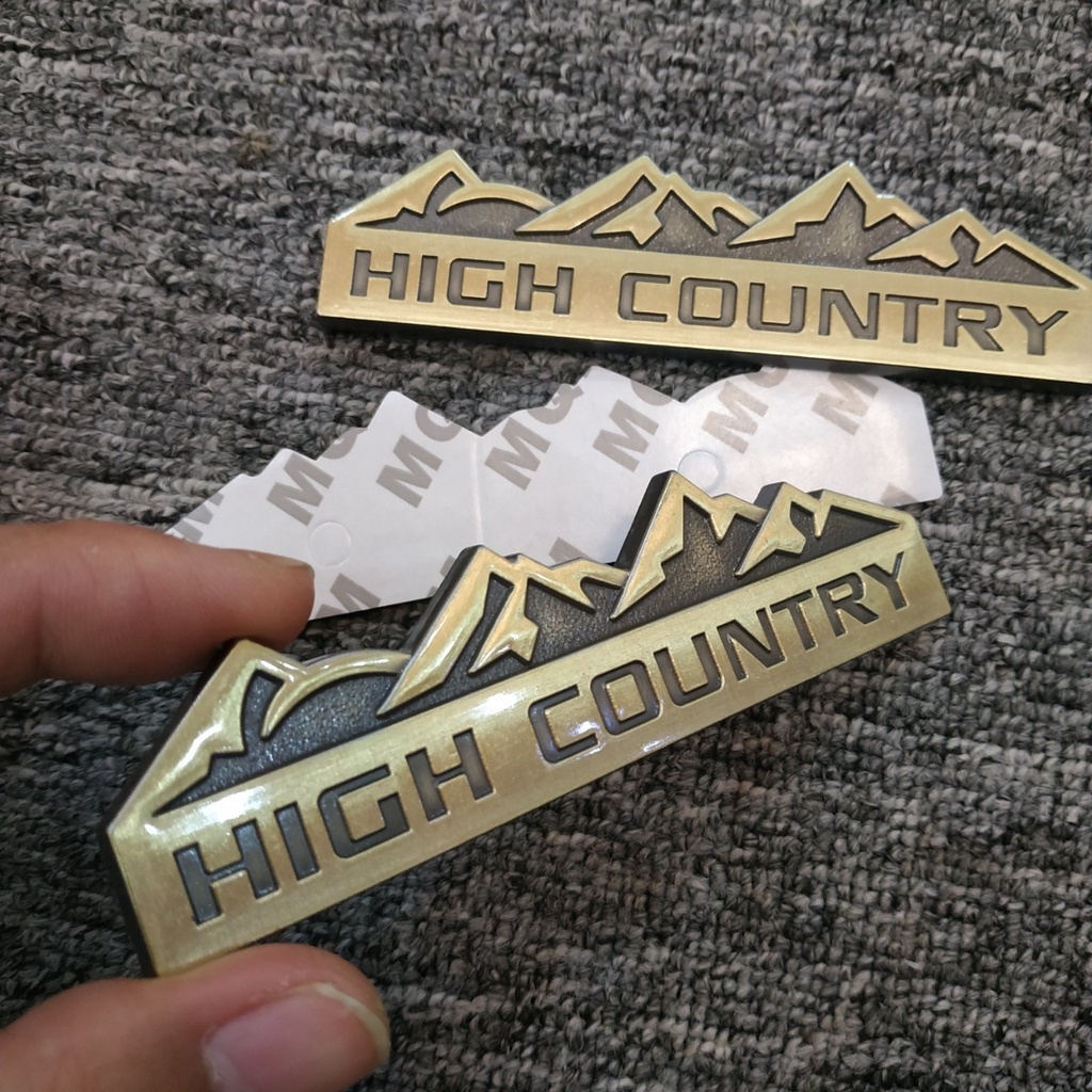 Logo High country 12.5x3.2cm dán xe bằng hợp kim dày 0.5cm