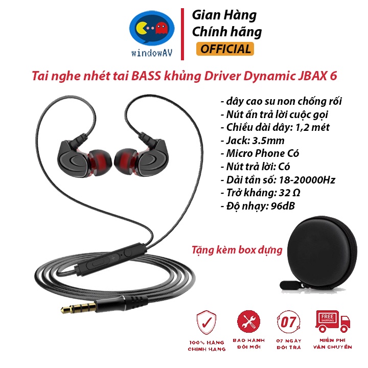 Tai nghe nhét tai BASS khủng Driver Dynamic 14mm Tai nghe có dây gaming chiến hêt mọi loại game JBAX6